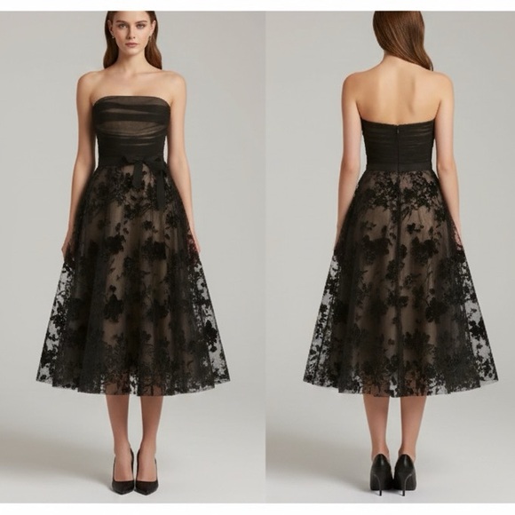 𝅺bcbg Maxazaria Absolutely gorgeous mesh Black&nude dress size 4 NWOT